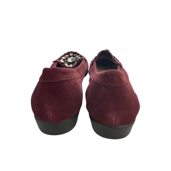 Aerosoles Womens size 8 Burgundy Suede Rhinestone Embellished  Flats shoes - Picture 4 of 8